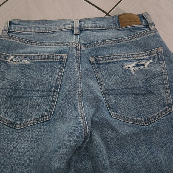 American Eagle Strigid Super High Waist Baggy Straight Distressed Jeans 4 - Picture 6 of 6